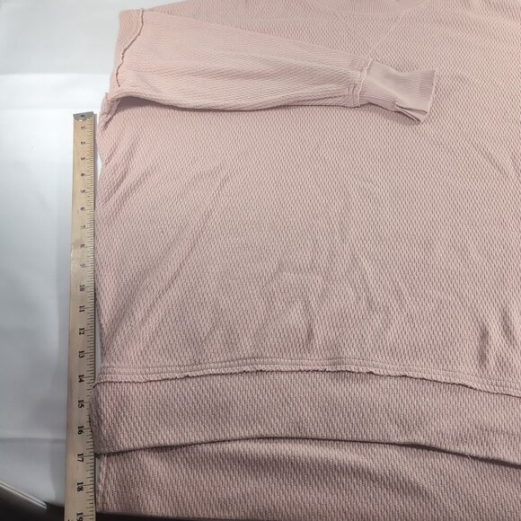 Aerie Oversized Waffle Knit Sweater Pink XS Distressed Long Sleeve Drop Shoulder - Picture 9 of 15